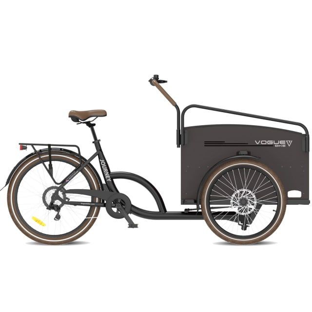 Vogue Journey elektrische bakfiets - mat zwart/bruin