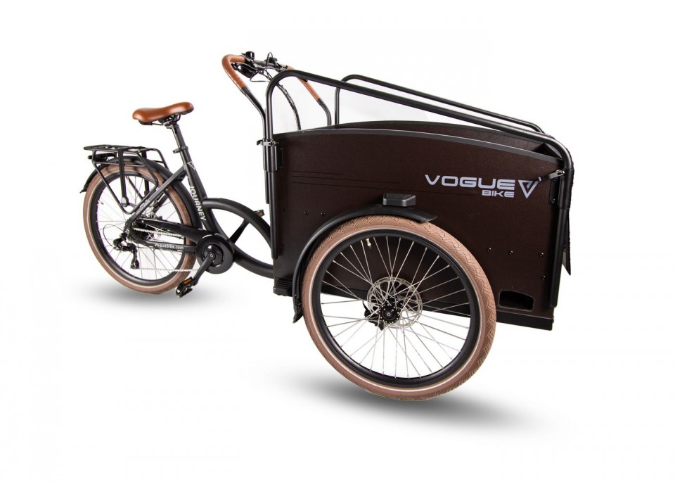 Vogue Journey elektrische bakfiets - mat zwart/bruin