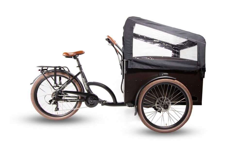 Vogue Journey elektrische bakfiets - mat zwart/bruin