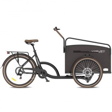 Vogue Journey elektrische bakfiets - mat zwart/bruin